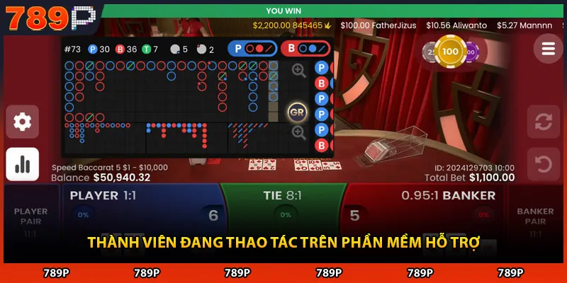 Thành viên đang thao tác trên phần mềm hỗ trợ